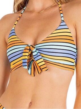 New Hurley Bombay Striped Bikini halter Top - sexy support